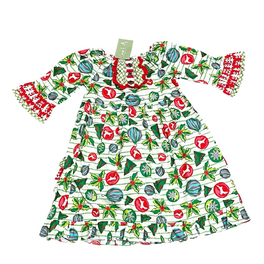 Sage & Lilly Christmas Ornaments Tiered Fit & Flare Dress, Size 6 New w/Tag